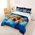 thumbnail image 2 of Homewish Cartoon Golden Retriever Full Size Comforter Sets,Cute Pet Dog Bedding Comforter Set,White Cloud Decor,Polkadot Reversible,3 Pieces,1 Comforter and 2 Pillowcases, 2 of 7