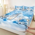thumbnail image 3 of jejeloiu Christmas Holidsy Twin Sheet Sets,Xmas Ball Snowflake Twin Fitted Sheet,Blue White Gold Flat Sheet For Children,Breathable Home Decor,3pcs, 3 of 7