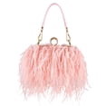 thumbnail image 1 of Bolso de mano Tessco para mujer, con plumas de avestruz, esponjosa, rosa, 1 of 6