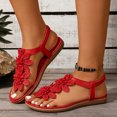 thumbnail image 2 of Dakaela Sandals for Women Flat Dressy Summer Flower Sandal with Ankle Strap Arch Support Comfortable Casual Walking Flats Shoes (7,Red), 2 of 8