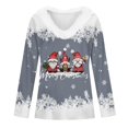 thumbnail image 4 of WEAIXIMIUNG T-Shirt à Manches Longues pour Femmes, Automne Hiver, Mode Décontractée, Col en V, Imprimé de Noël, 4 of 5