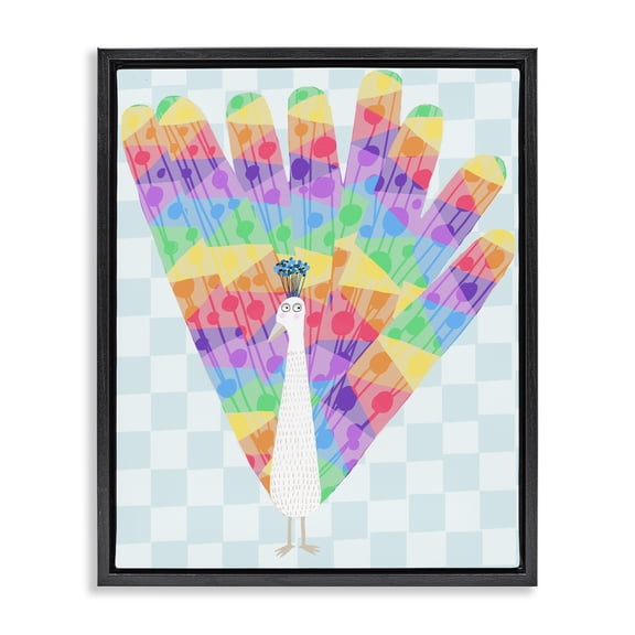 Stupell Industries Bright Rainbow Peacock Black Framed Floater Canvas Wall Art design by Carla Daly, 21 x 17