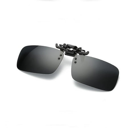 Clip On Sport Polarized Sunglasses, UV Protection Flip Up Glasses Lenses for Men Women Color:Gray black Size:S