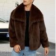 thumbnail image 5 of Mens Faux Fur Jacket Lapel Collar Fluffy Furry Coats Long Sleeve Open Front Outerwear Winter Warm Overcoat, 5 of 5