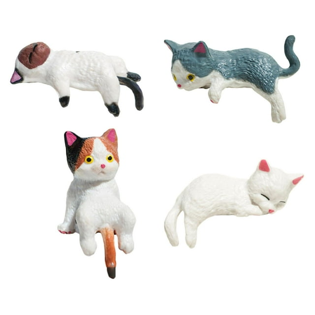 Juego de 4 piezas de decoración para el salpicadero, accesorios para el interior del coche, adorables figuras de gatos de resina para el retrovisor, p