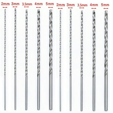 10Pcs Extra Long HSS High Speed Steel Drill Bit Set 2mm/3mm,3.5mm,4mm,5mm Bits