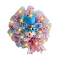 thumbnail image 2 of Dserfhy Christmas Snowman Wreath for Front Door Light Up Red/Blue Mesh Ribbon Candy Cane Wreath with Snowman Doll for Winter Home Wall Decor, 2 of 8
