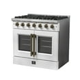 thumbnail image 2 of Forno Galiano 36-inch French Door Gas Range White and Antique Brass Design, 6 Sealed Burners 83,000 BTU, 5.36 cu.ft. Convection Oven, 2 of 5
