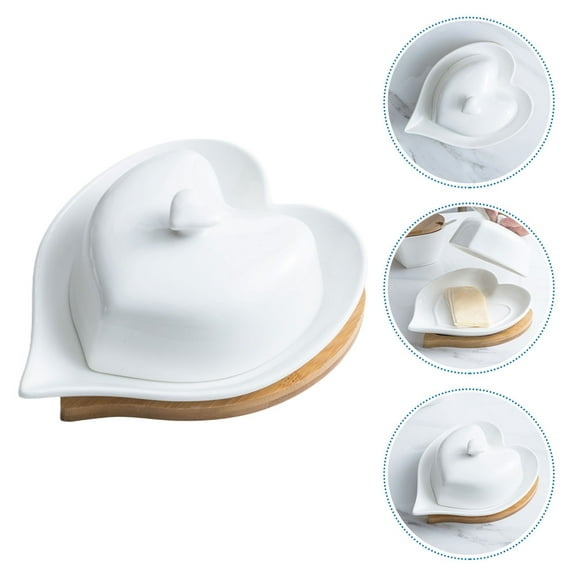 Raindrops Heart Shaped Ceramic Butter Dish for Decoration Use Elegant and Assorted Color