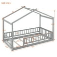thumbnail image 2 of Twin Size Wooden House Bed, Montessori Bedframe with Fence and Roof, Floor Bed for Girls Boys Teens, Saving Space, 2 of 7