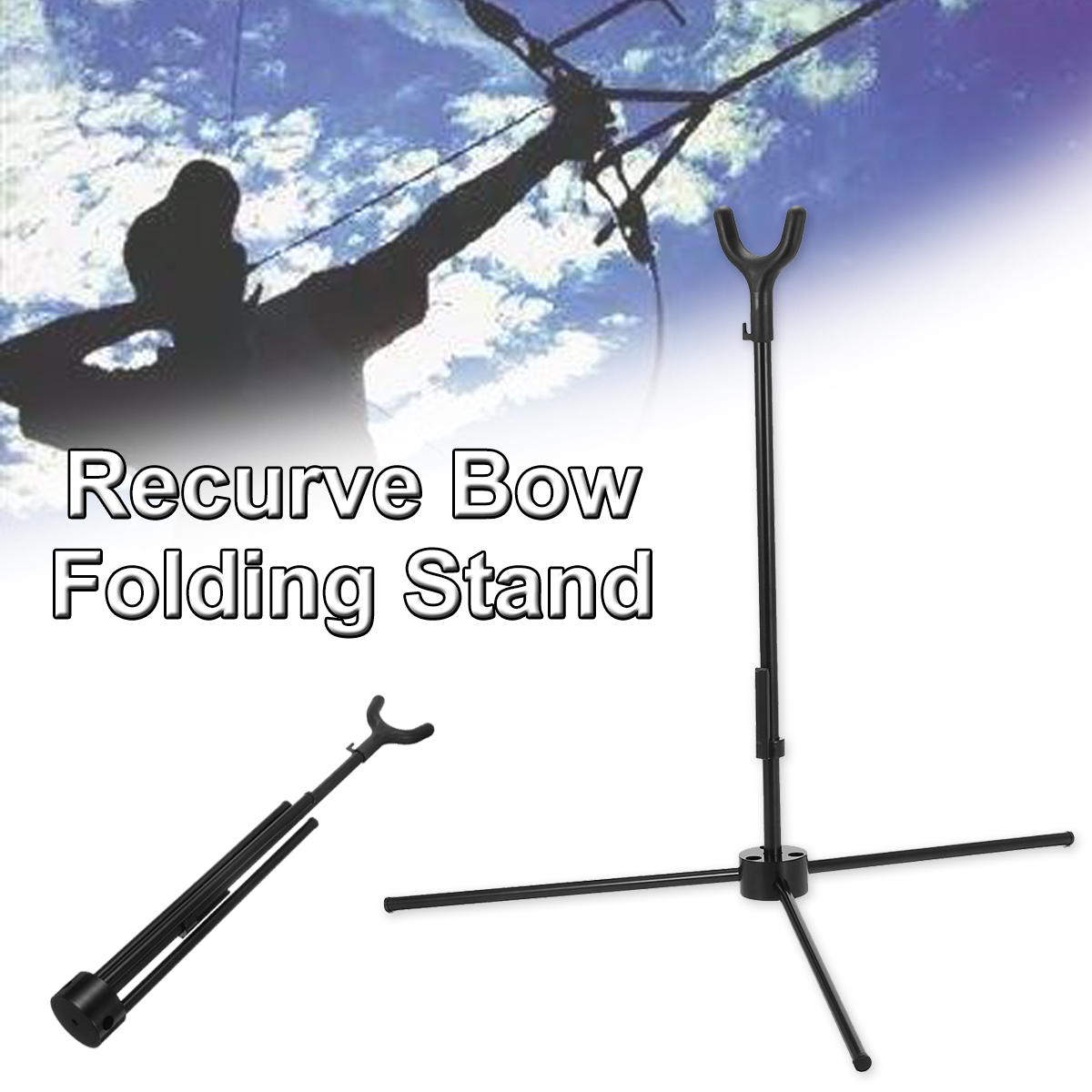 Archery Recurve Bow Folding Stand Collapsible Tripod Portable Bow