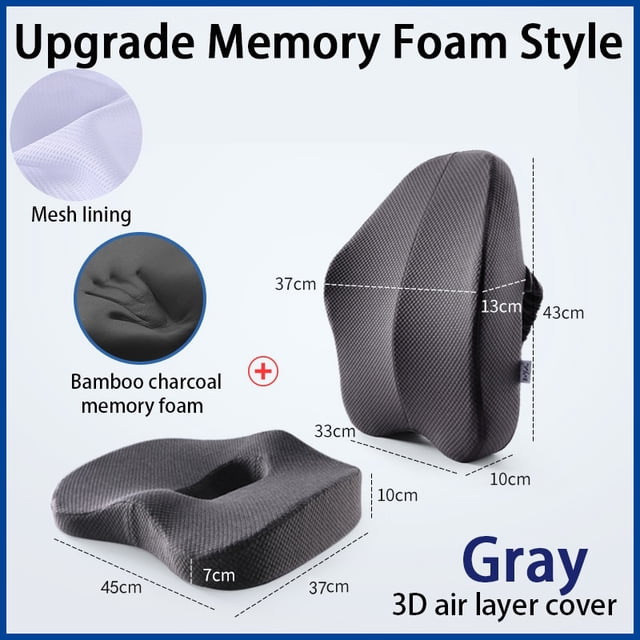 Cojín de espuma viscoelástica para asiento, almohada ortopédica para coxis, cojín para silla de oficina, soporte para cintura, almohada para espalda, asiento de coche, juegos de almohadillas de masaje de cadera Tan Jianjun unisex