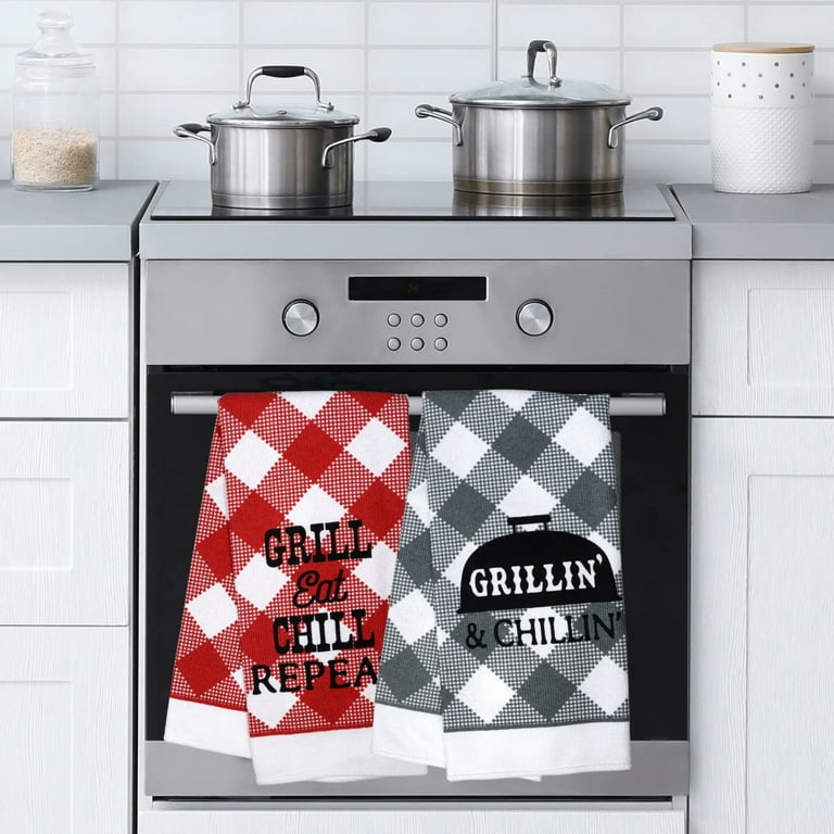 fillURbasket Buffalo Plaid Black Kitchen Towels and Dishcloths Set Check  Dish Towels with Dishcloths for Washing Drying Dishes 100% Cotton 15”x 25”  8
