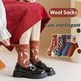 thumbnail image 2 of 5Pairs Wool Socks for Women Thick Knit Vintage Cute Floral Crew Socks, 2 of 6