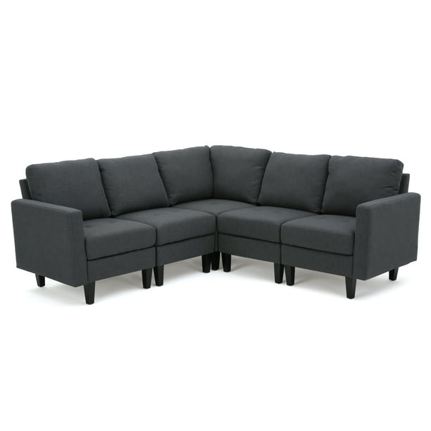 Ina Fabric Sectional Couch Dark, Dark Grey Fabric Sectional Sofa