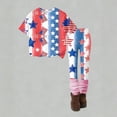 thumbnail image 4 of CCRFTGI 4th of july Outfits for Child Girls Size 10-12 Patriotic 2 Piece Outfits American Flag Stars Short Sleeve T Shirt and Elastic Waist Pants Athletic Girls Summer Clothes Red 11-12 Years, 4 of 5