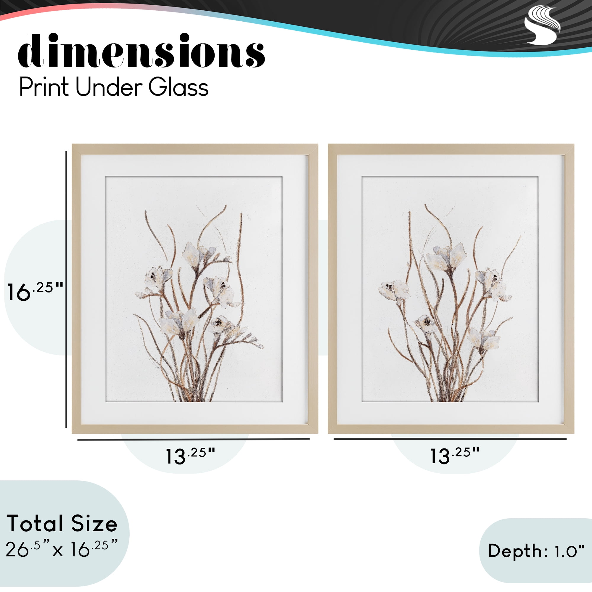 Stupell Industries Curly Branches Wildflowers 2 Piece Birch Framed Print Under Glass Set, design by Lanie Loreth