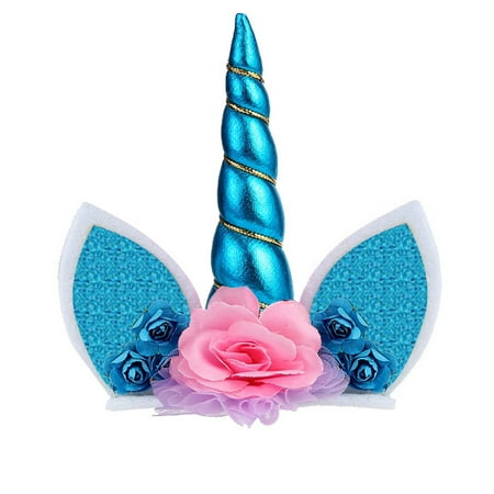 5pcs Pony unicorn flower shape birthday party fabric cake insert full color spot party supplies