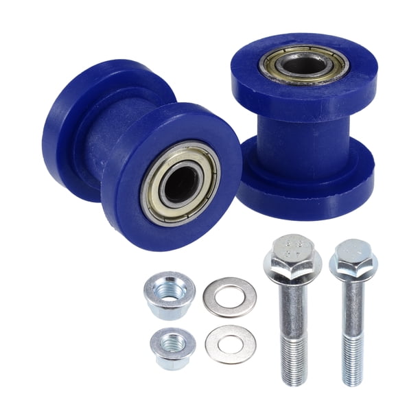Tensor de polea de rodillo de cadena con junta de tuerca de perno/tensor de guía de rueda para motocicleta Mini bicicleta ATV 125 cc 140 cc 160 cc XR125 Dirt Bike/plástico 8 mm 10 mm/2 juegos azul