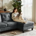 thumbnail image 5 of Tornama Linen L Shaped Convertible Modern Sectional Sofa with Reversible Chaise Couch, Dark Gray, 5 of 13