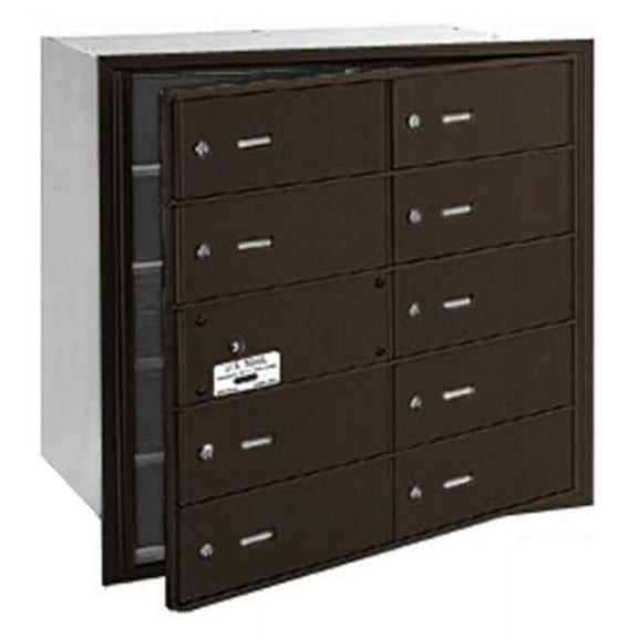 4B Horizontal Mailbox (Includes Master Commercial Lock) - 10 B Doors (9 usable) - Bronze - Front Loading - Private Access