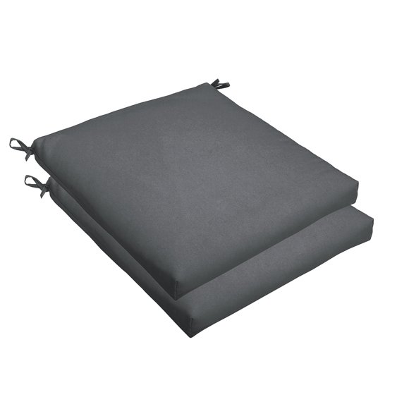 Sorra Home Sunbrella Bristol Square Chair Cushion (Set of 2) - Fade & Water Resistant, Outdoor & Indoor Patio Seat Cushion with Plush Foam - Canvas Charcoal (20" x 20" x 2.5")
