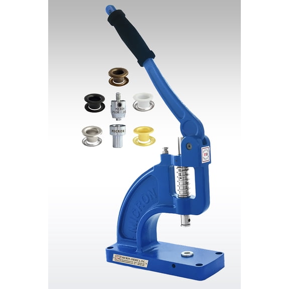 MICRON TEP-3 Fastener Attaching Machine with #00 Self-Piercing Dies and #00 Antique Brass Plated Self-Piercing Grommets and Washers