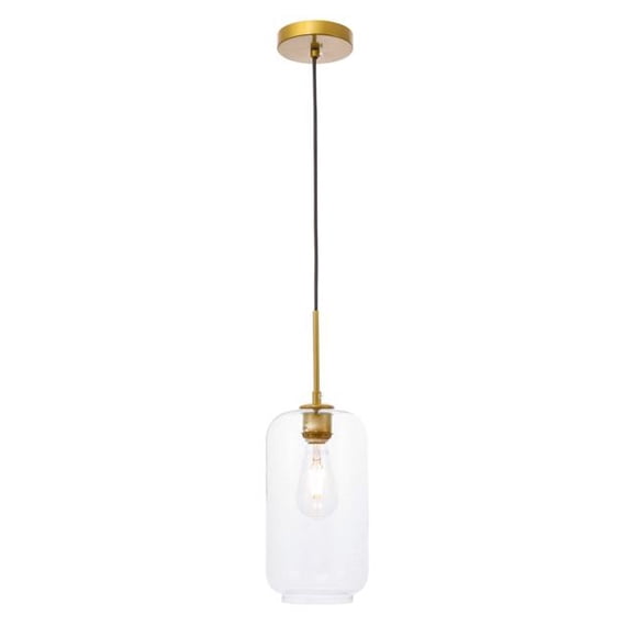 Living District LD2276BR Collier 1 Light Brass & Clear Glass Pendant