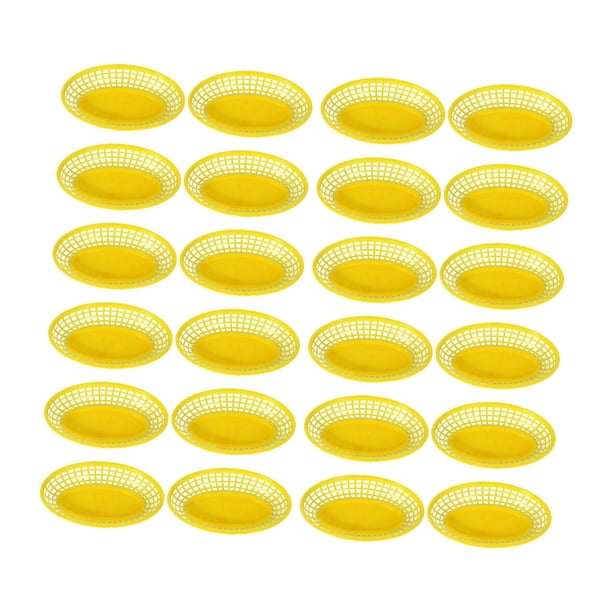 24x Cestas de comida Platos Bandeja para servir comida Cestas para freír pan Bandeja para servir para Amarillo