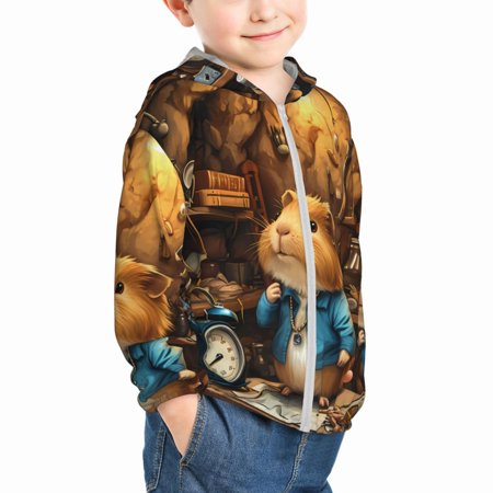 

Uemuo Scientist Guinea Pig Pattern Rash Guard for Boys Girls Long Sleeve Swim Shirts UPF 50+ UV Sun Protection Hooded Fishing Shirt with Pocket for Kid-5 Years