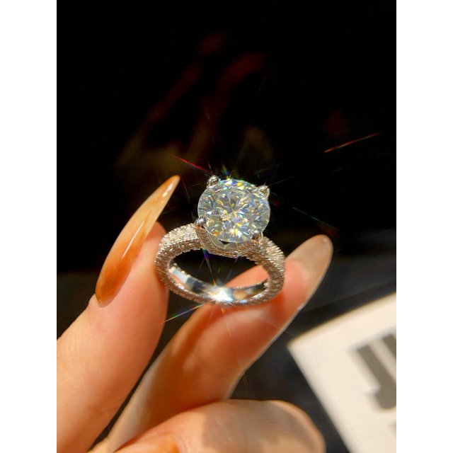 1Pc 5ct Moissanite Engagement Ring Handmade Sterling Silver Rings With Gift Box For Her With Anniversary Gift Idea Valentines Gift For Wife Fine Jewelry Gift (Randomly send box colors)
