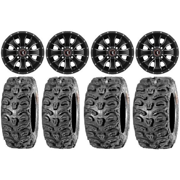 Raceline Mamba 14" Wheels Black 28" Bear Claw HTR Tires Can-Am Commander Maverick Renegade Outlander Defender