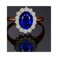 thumbnail image 6 of Jewelrypalace Princess Diana Kate Middleton Gemstone Birthstone Blue Sapphire Halo Statement Engagement Rings for Women, 14K Rose Gold Plated 925 Sterling Silver Size 6, 6 of 7