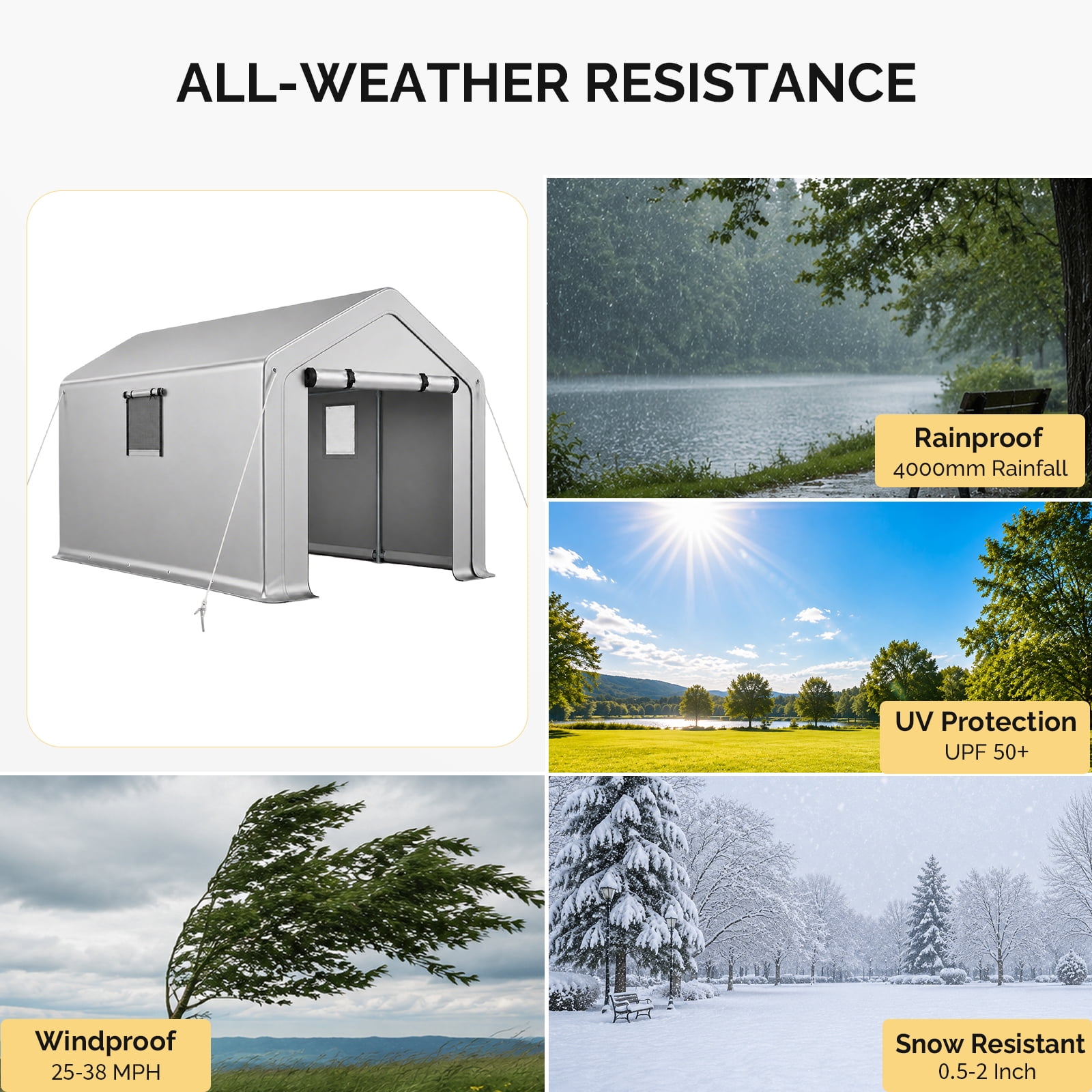 8x10 FT Storage Shed with 2 Roll-up Windows, Heavy Duty Bike Tent