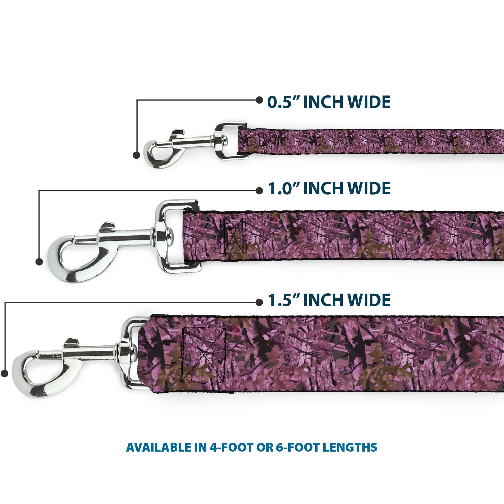 Buckle-Down Pet Leash, Dog Leash, Hunting Camo Pinks, 6 Feet Long 1.0 Inch Wide