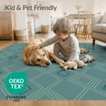thumbnail image 4 of ODIKA 2'x3' Teal Contemporary Diamond Lattice Washable Accent Rug Modern Intersecting Motifs Pet Friendly, Bedside Mat for Bedroom, Nursery, RV, 4 of 7