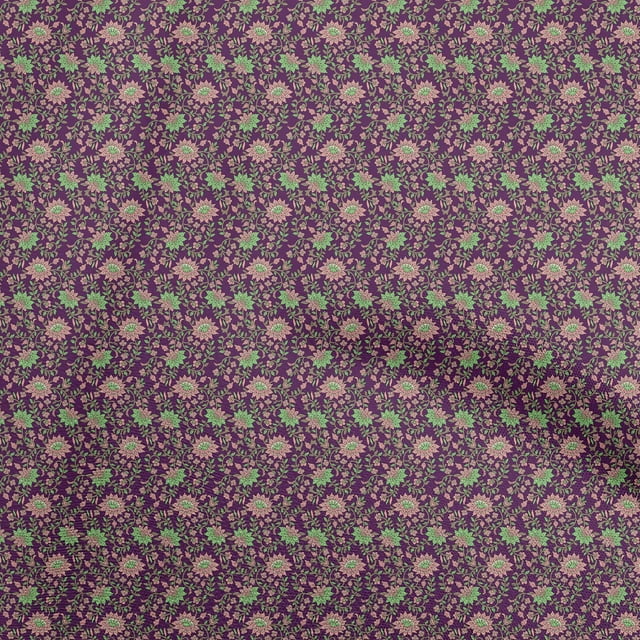 oneOone Viscose Chiffon Purple Fabric Floral Sewing Craft Projects Fabric Prints By Yard 42 Inch Wide