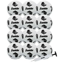 Franklin Sports Competition 100 Soccer Balls - 12 Pack Deflated with Pump - Size 4 - White/Black