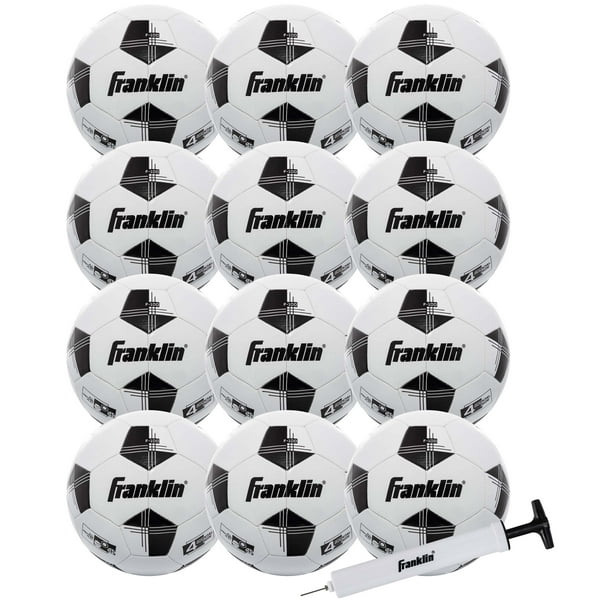 Franklin Sports Youth Soccer Balls - F-100 Size 4 - 12 Pack - White/Black