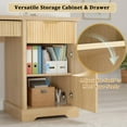 thumbnail image 3 of UHOMEPRO 55" Office Desk with Storage Cabinet & Drawers, Computer Writing Desk with Power Outlet, Pegboard, Built-in Shelves and Keyboard Tray for Study, Home Office, Natural, 3 of 8