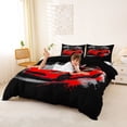 thumbnail image 2 of Castle Fairy Retro Racing Car Queen Duvet Cover Set for Teens, Speedometer Art Bedding for Bedroom, Red Black,Black Reversible,3-Piece,No Comforter, 2 of 6