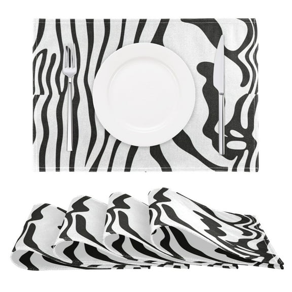 Art Black and White Pattern Reversible Placemat Non Slip Coffee Mat 18x12 Inch for Dining, Kitchen, Coffee