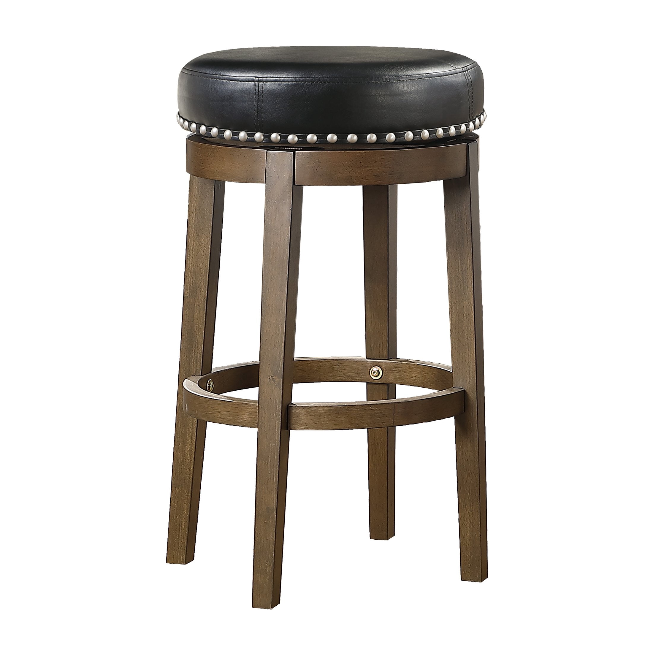 OakvillePark Muny Round Swivel Pub Height Barstool (Set of 2), Black