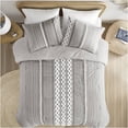 thumbnail image 6 of JERFIT Geometric Chenille Tufted Comforter Set, 100% Cotton Gray Printed Queen Full Bedding, 3-Piece with Shams, Hypoallergenic & OEKO-TEX Certified, 6 of 10