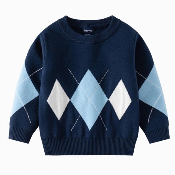 Splozh Little Boy Sweaters Toddler Baby Girl Boy Knit Sweater Round Neck Long Sleeve Pullover Sweatshirt Fall Winter Clothes,Navy,4-5 Years