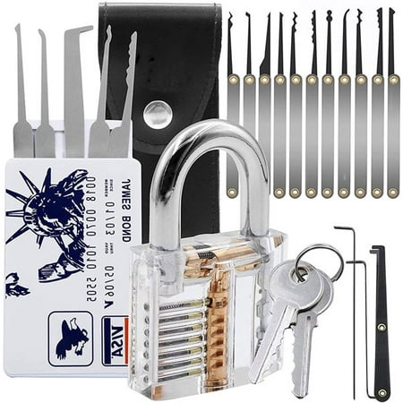 20Pcs Lock Pick Training Tool Set, Lock Pick Tools Unlocking Set Key Extractor Transparent Practice Padlocks