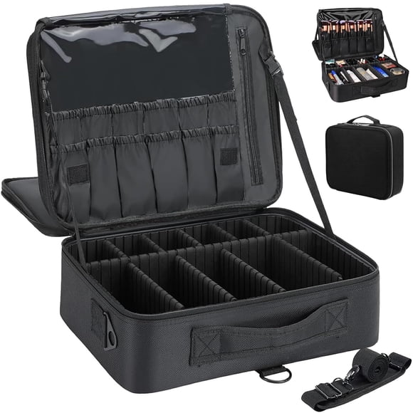 Bolsa Grande de Maquillaje Profesional,Bolsa de Cosméticos Impermeable Portátil con Divisor Ajustable, Bolsa de Maquillaje Profesional, Organizador de Cosmé
