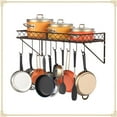 thumbnail image 2 of Auledio Pot and Pan Organizer Rack Wall-Mounted Cookware Storage Shelf with 10 Pot Hooks for Kitchen in Bronze, 2 of 7