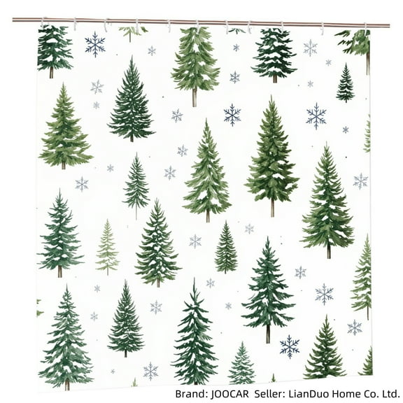 JOOCAR Christmas Pine Tree and Snowflake Polyester Shower Curtain for Home Bathroom Bath Tub Decoration 72x72 inch