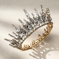 thumbnail image 5 of Corona de reina para mujer, corona de boda para novia, tiara gótica, accesorios para el cabello oscuro con diamantes de imitación para cumpleaños, cosplay, fiesta, graduación, Halloween, 5 of 5